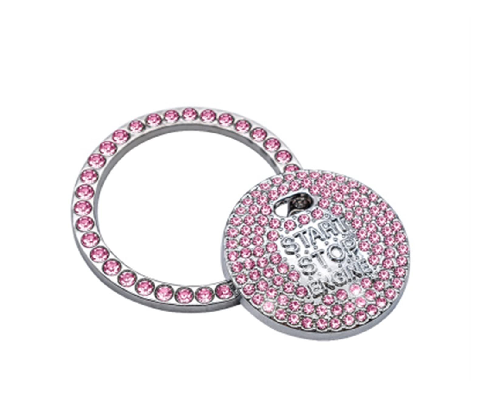 AANAN Rosa Diamant Auto Motor Zündung Start-Taste Dekor Ring Kristall Aufkleber Start Stop Zündung Push Button Schalter Abdeckung Deca(Pink) von AANAN