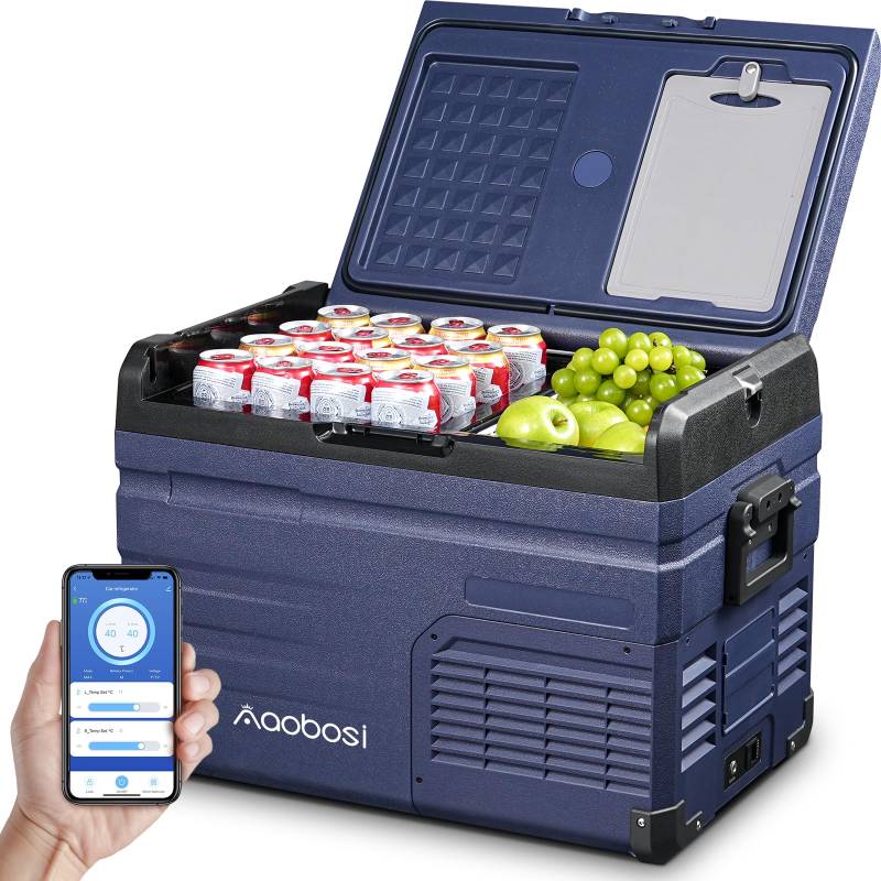 AAOBOSI 37L Kompressor Kühlbox, Auto Kühlbox Mit WiFi-APP-Steuerung USB-Anschluss, 12/24 V und 100-240 V Kühlbox bis -20 °C für Auto, LKW, Boot, Reisemobil, Camping von AAOBOSI