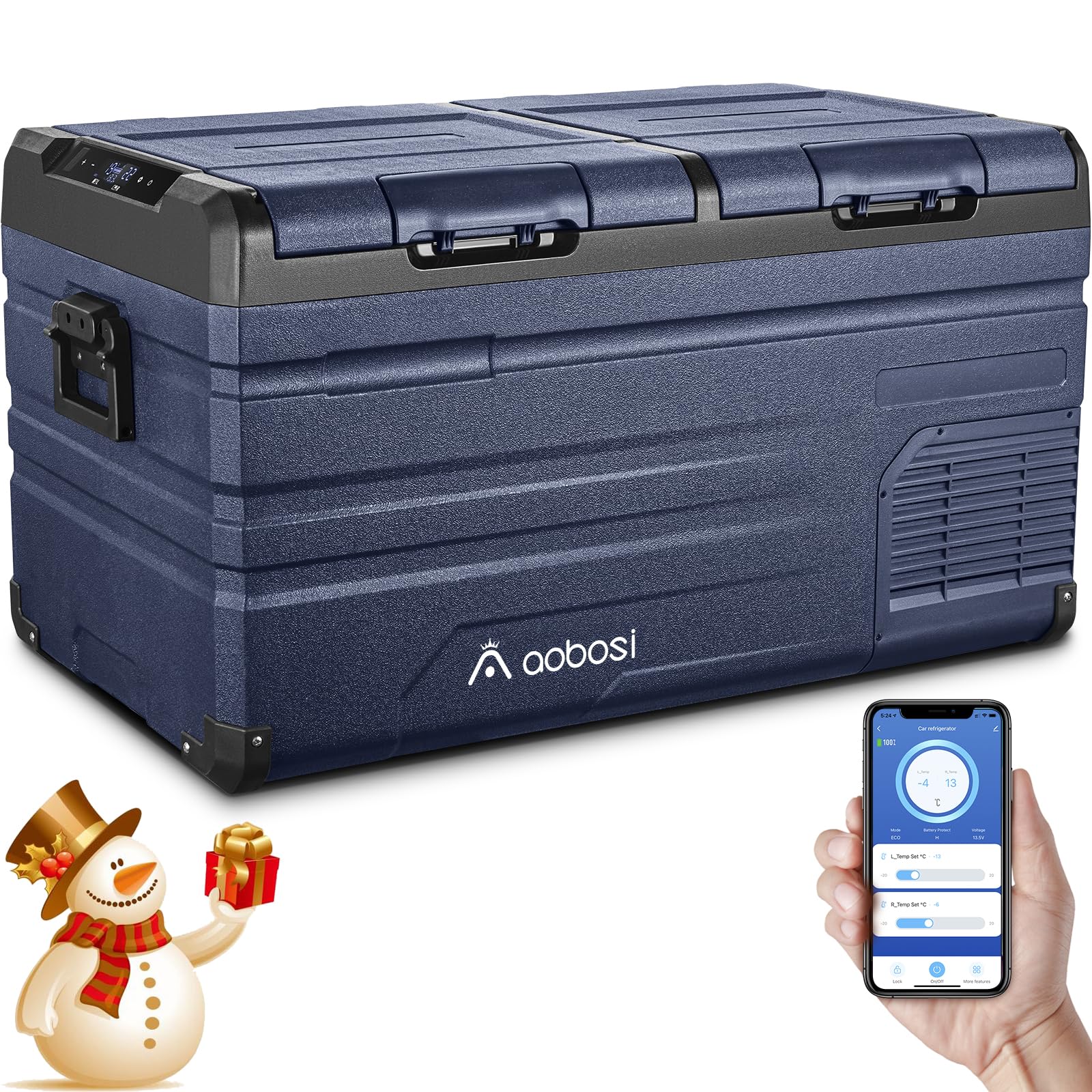 AAOBOSI 72 L Kompressor Kühlbox, Auto Kühlbox Mit WiFi-APP-Steuerung USB-Anschluss, 12/24 V und 100-240 V Kühlbox bis -20 °C für Auto, LKW, Boot, Reisemobil, Camping von AAOBOSI