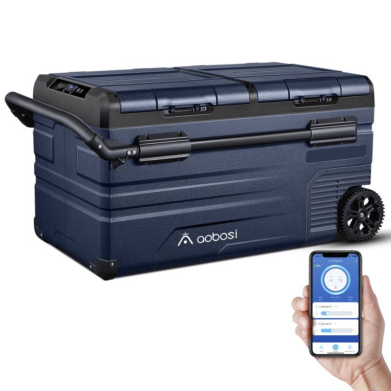 AAOBOSI 75 L Kompressor Kühlbox, Auto Kühlbox Mit WIFI-APP-Steuerung USB-Anschluss, 12/24 V und 100-240 V Kühlbox bis -20 °C für Auto, Lkw, Boot, Reisemobil, Camping von AAOBOSI