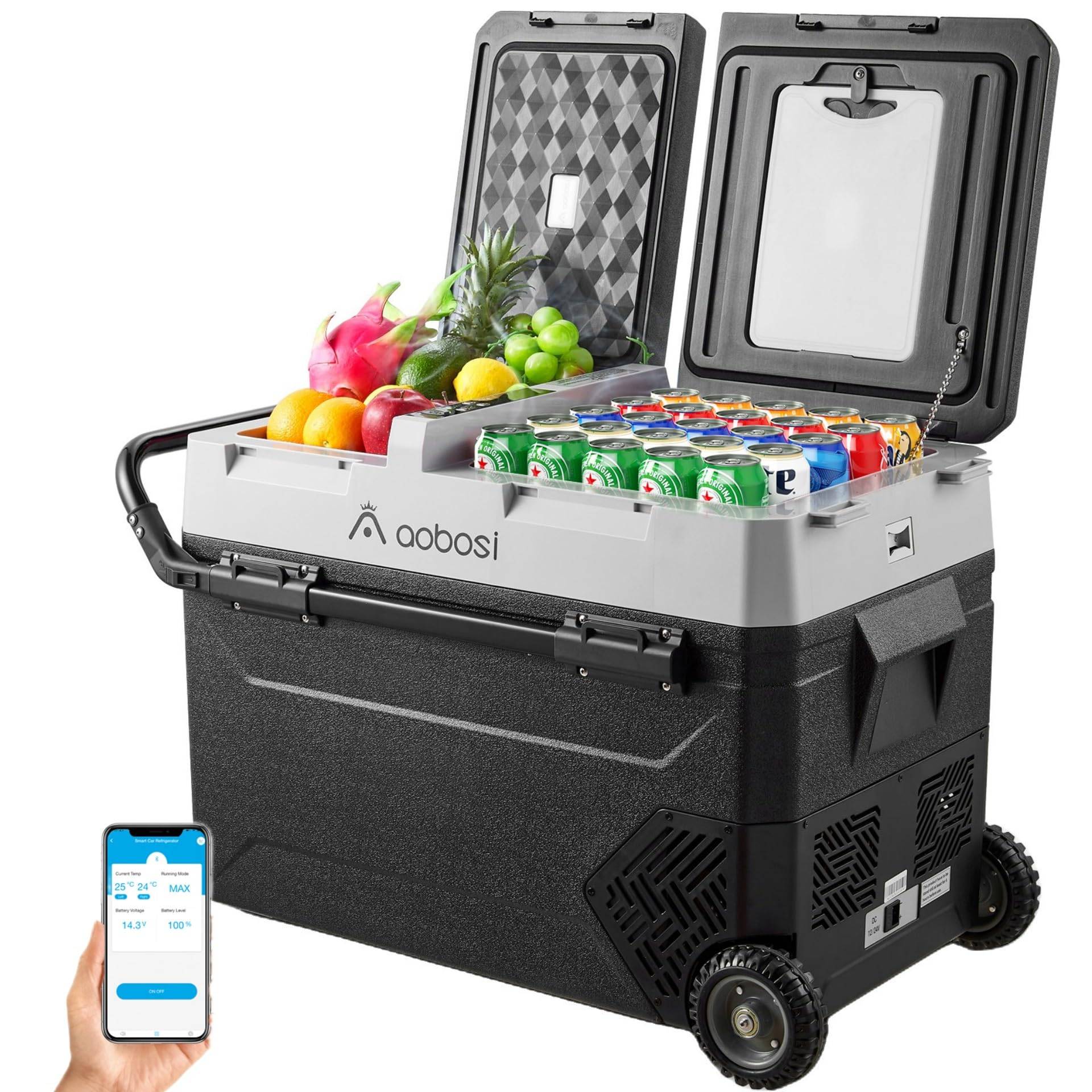 AAOBOSI Kompressor Kühlbox,Auto kühlbox 57L, kühlbox für die Lagerung von Getränke und Essen,-20℃-20℃,12/24V für Auto,Elektrische Kühlbox mit APP-Steuerung und LED-Touch-Bedienung., Schwarz AAOBOSI Kompressor Kühlbox,Auto kühlbox 57L, kühlbox für die Lagerung von Getränke und Essen,-20℃-20℃,12/24V für Auto,Elektrische Kühlbox mit APP-Steuerung und LED-Touch-Bedienung., Schwarz von AAOBOSI