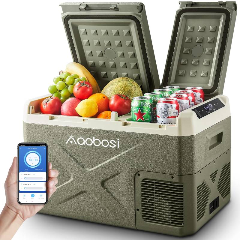 AAOBOSI Kompressor Kühlbox 24L, Kühlbox Auto Mit WiFi-APP-Steuerung, 12/24V und 100-240V Kühlbox Elektrisch, bis -20 °C für Auto, LKW, Boot, Reisemobil, Camping von AAOBOSI