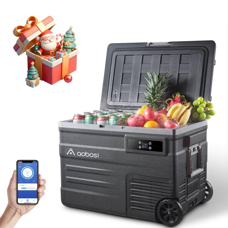 AAOBOSI Kompressor Kühlbox 45L, Kühlbox Auto Mit WIFI-APP-Steuerung, 12/24 V und 100-240 V, Kühlbox Elektrisch bis -20 °C für Auto, Lkw, Boot, Reisemobil,Camping von AAOBOSI