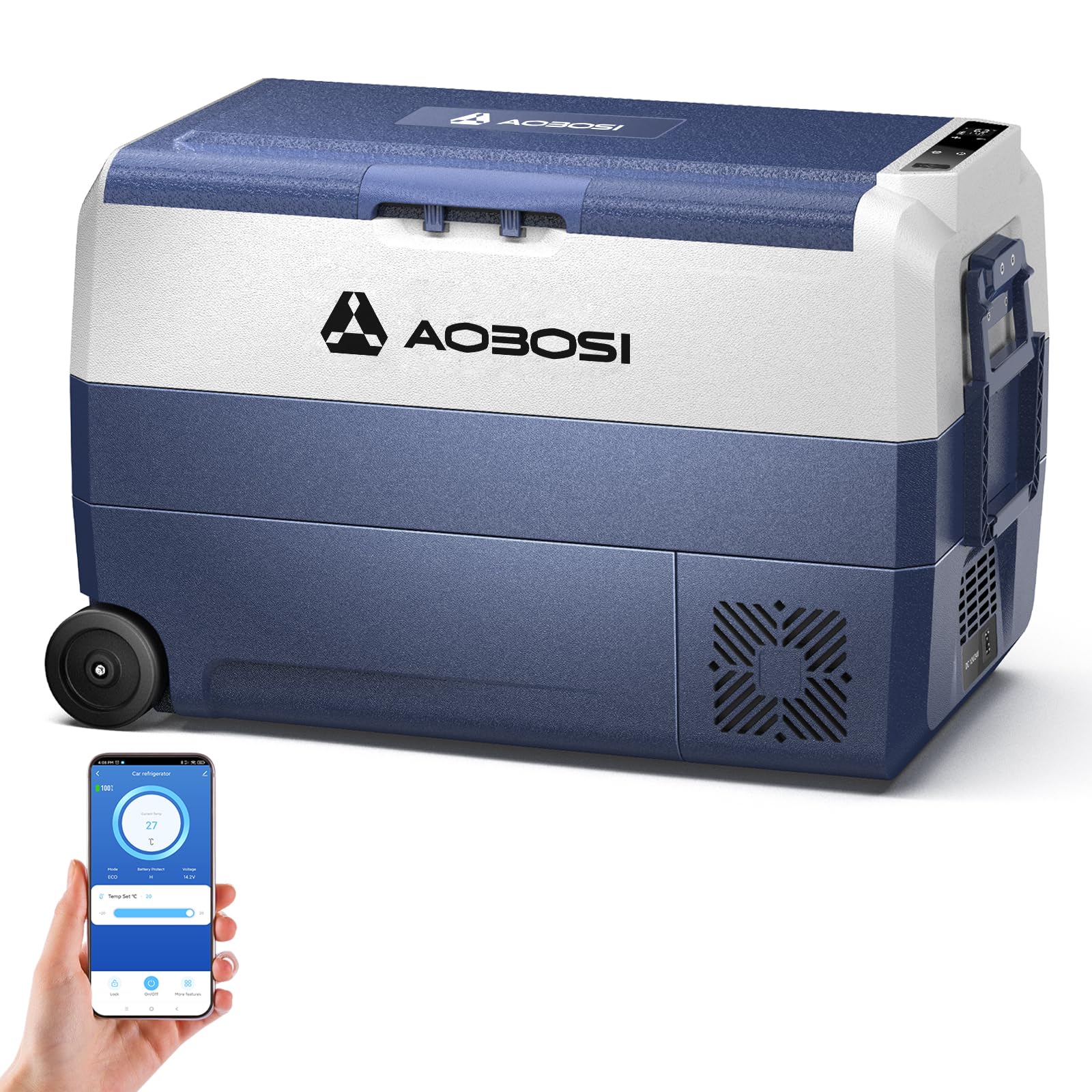 AAOBOSI Kompressor Kühlbox 50 L, Kühlbox Auto Mit WiFi-APP-Steuerung, 12/24 V und 100-240 V Kühlbox Elektrisch, -20°C bis 20°C kompressorkühlbox für Auto, LKW, Boot, Reisemobil, Camping, Reisen von AAOBOSI