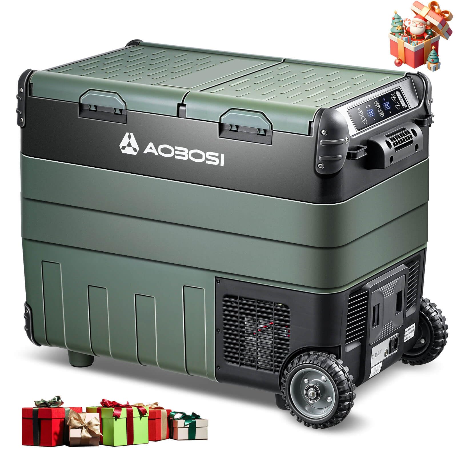 AAOBOSI Kompressor Kühlbox 50L, Kühlbox Auto Dual Zone -20°C bis 20°C, Robuste Kühlbox 12/24V 230v für Autos, Lastwagen, Boote, Wohnmobile, Camping und Angeln von AAOBOSI