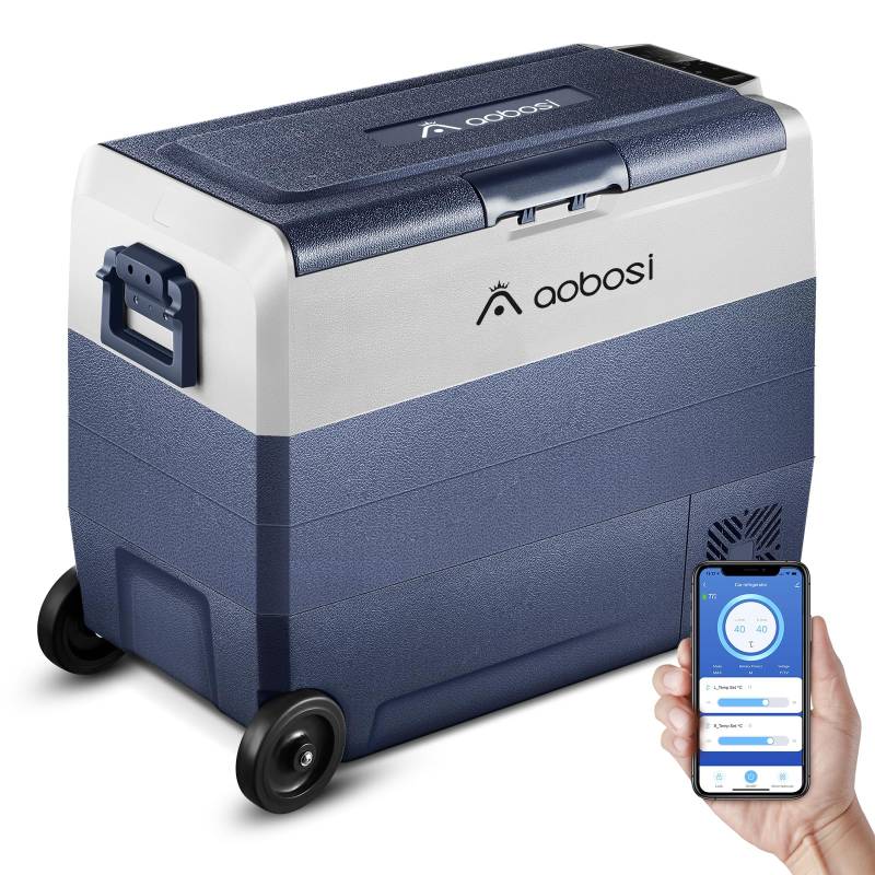 AAOBOSI Kompressor Kühlbox 60 L, Kühlbox Auto Mit WiFi-APP-Steuerung, 12/24 V und 100-240 V Kühlbox Elektrisch, bis -20 °C für Auto, LKW, Boot, Reisemobil, Camping von AAOBOSI