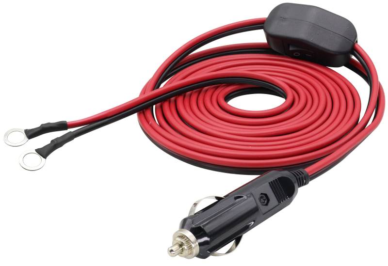 AAOTOKK Feuerzeug männlich zu 8mm O-Ring Auge Anschlusskabel 16AWG Stromladekabel, verwendet für Auto Variable Frequenz Luftpumpe Sprühkompressor mit Sicherung und Schalter (3Meter/10Fuß O-Ring) von AAOTOKK