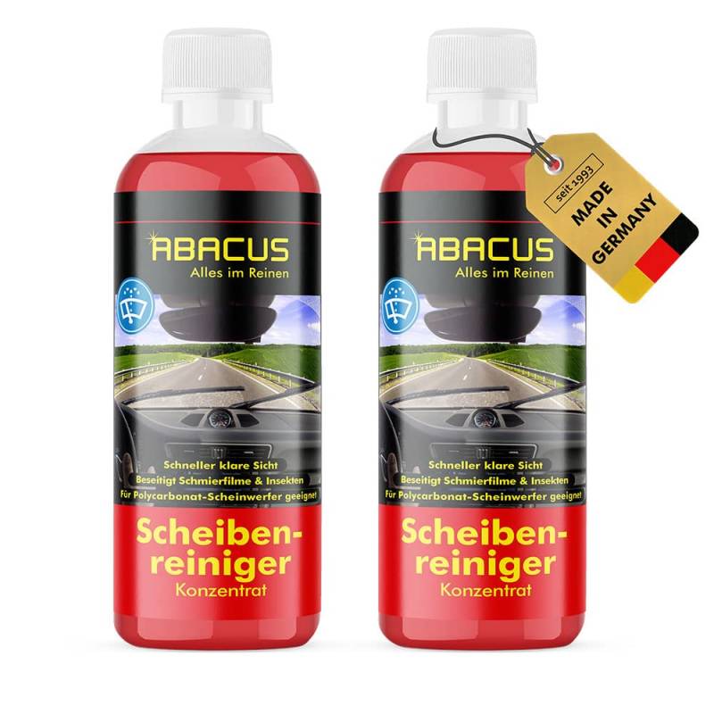 ABACUS® Reiniger Scheibenwaschanlagen, Scheibenreiniger Konzentrat Sommer, Scheibenwaschanlagen Konzentrat, Scheibenwischanlage Reiniger, Scheibenreiniger – Scheibenreiniger Konzentrat 2X 300 ml von ABACUS