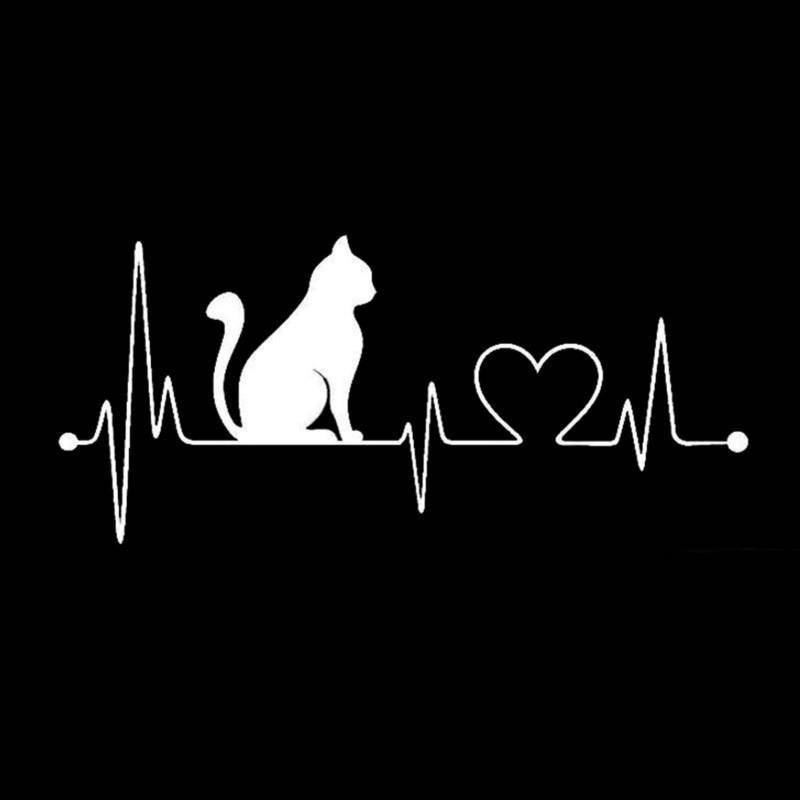 ABCBCA 20 * 8,9 cm Haustier Katze Heartbeat Rettungsleine Vinyl Aufkleber Kreative Auto Aufkleber Auto Styling LKW Zubehör Schwarz/Silber (Color Name : Silver) von ABCBCA