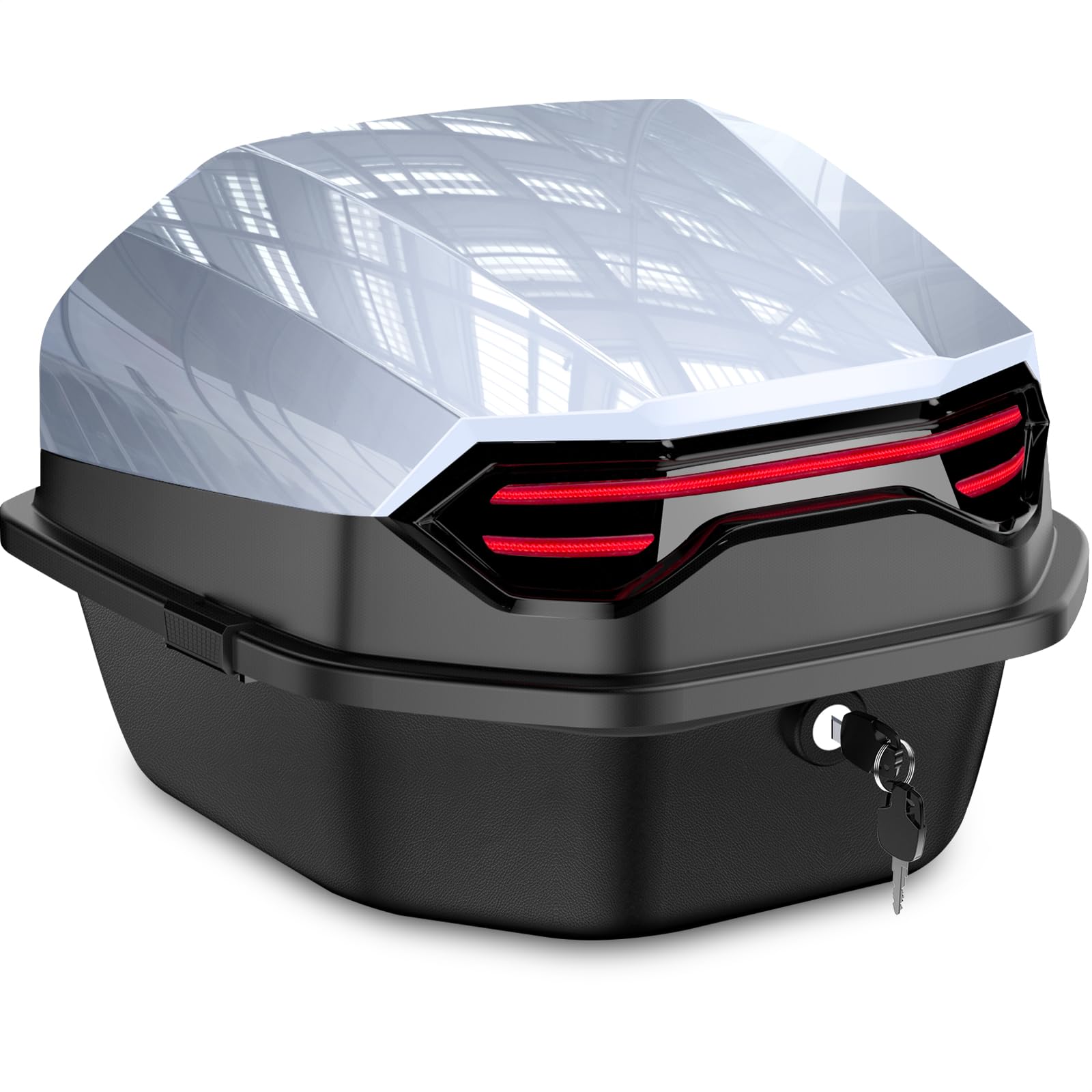 ABESTME Motorradkoffer Topcase, Topcase für Roller, Motorrad Daily Tail Box Trunk Carrier Kunststoffkoffer mit Sicherheitsschloss, Wasserdicht Motorrad Top Box mit Installieren Platte (Grau) von ABESTME