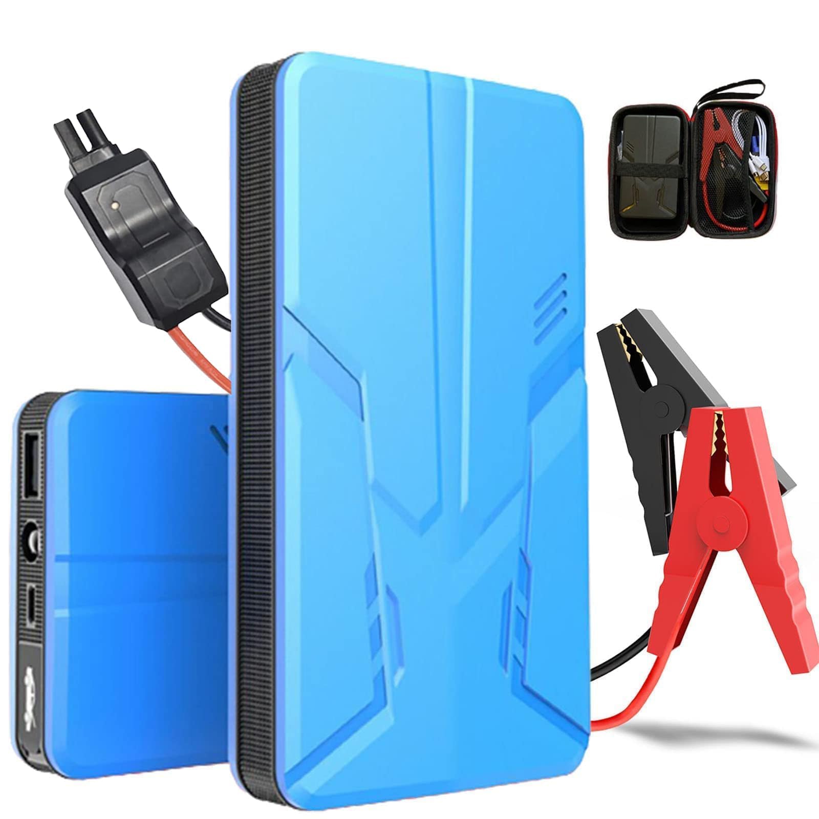 ABHI 30000mAh 12V UltraSafe Tragbarer Lithium Auto Starthilfe (bis zu 6.0L Benzin und 3.0L Diesel) Powerbank Batterie Booster Netzteil für Fahrzeuge SUV Motorrad ATV Rasenmäher (Blau) von ABHI