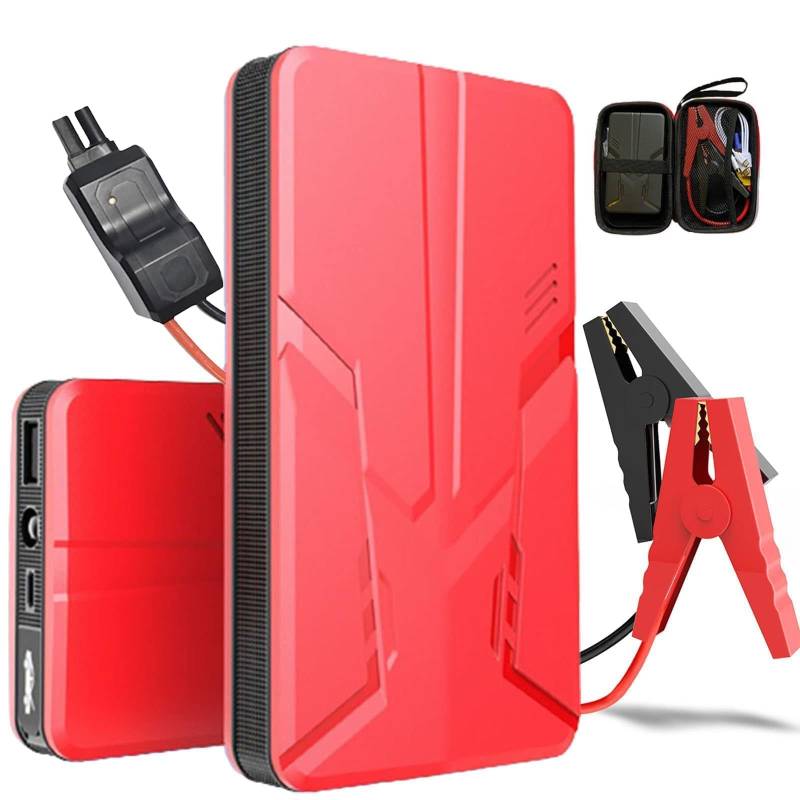 ABHI 30000mAh 12V UltraSafe Tragbarer Lithium Auto Starthilfe (bis zu 6.0L Benzin und 3.0L Diesel) Powerbank Batterie Booster Netzteil für Fahrzeuge SUV Motorrad ATV Rasenmäher (Rot) von ABHI