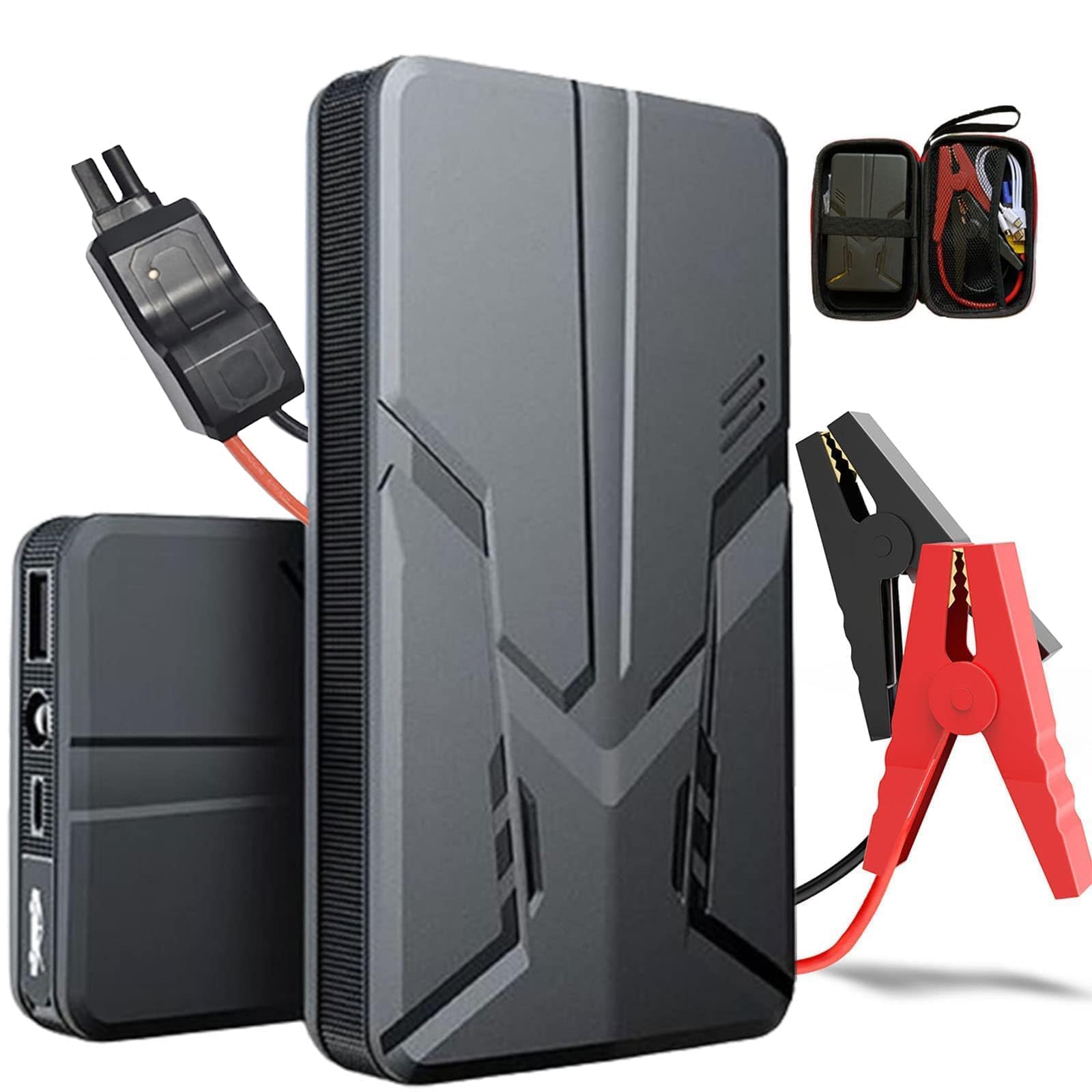 ABHI 30000mAh 12V UltraSafe Tragbarer Lithium Auto Starthilfe (bis zu 6.0L Benzin und 3.0L Diesel) Powerbank Batterie Booster Netzteil für Fahrzeuge SUV Motorrad ATV Rasenmäher (Schwarz) von ABHI