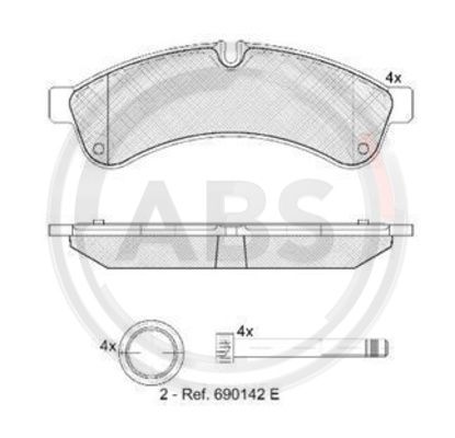 Bremsbelagsatz, Scheibenbremse Hinterachse ABS 37638 von ABS