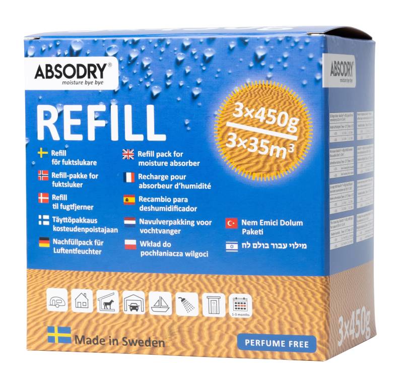 ABSODRY Nachfüllgranulat ABSORDRY Box Classic 3er Pack 450 g, weiß von ABSODRY