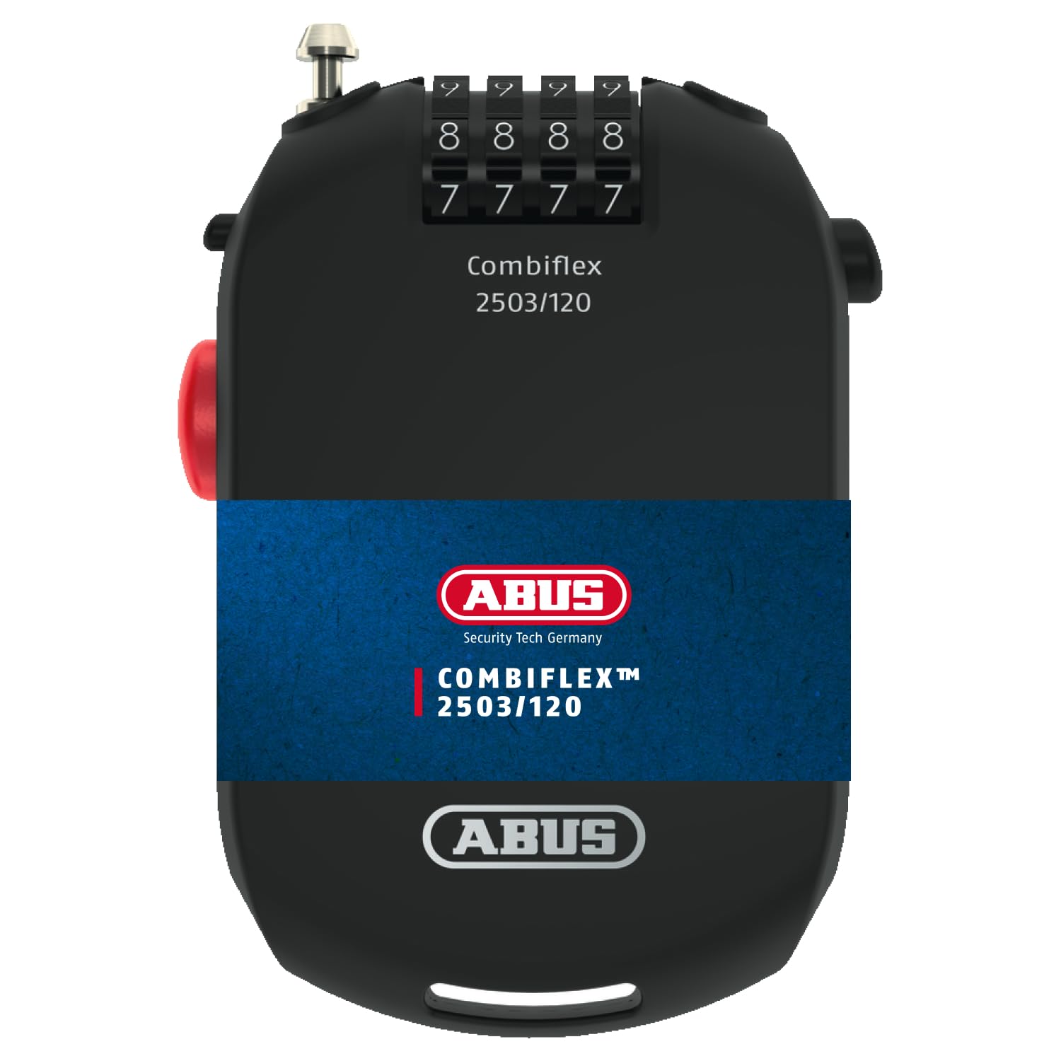 ABUS Spezialschloss Combiflex 2503/120 - Geeignet als Gepäcksicherung, Skischloss, Helmsicherung - 120 cm Stahlkabel - mit Zahlencode - Schwarz von ABUS