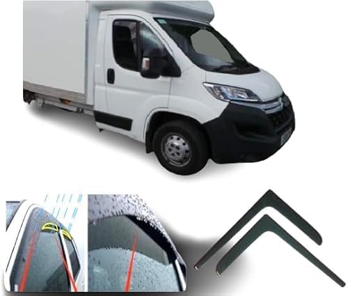 AC WOW 2 x Windabweiser für Citroën Relais Jumper, passend für Fiat Ducato, Peugeot Boxer 2006, 2007, 2008, 2009, 2010, 2011, 2012, 2013, 2014, 2015, 2016, 2017, 2018, 2018. 19 20 20 2021 2022 2023 von AC WOW