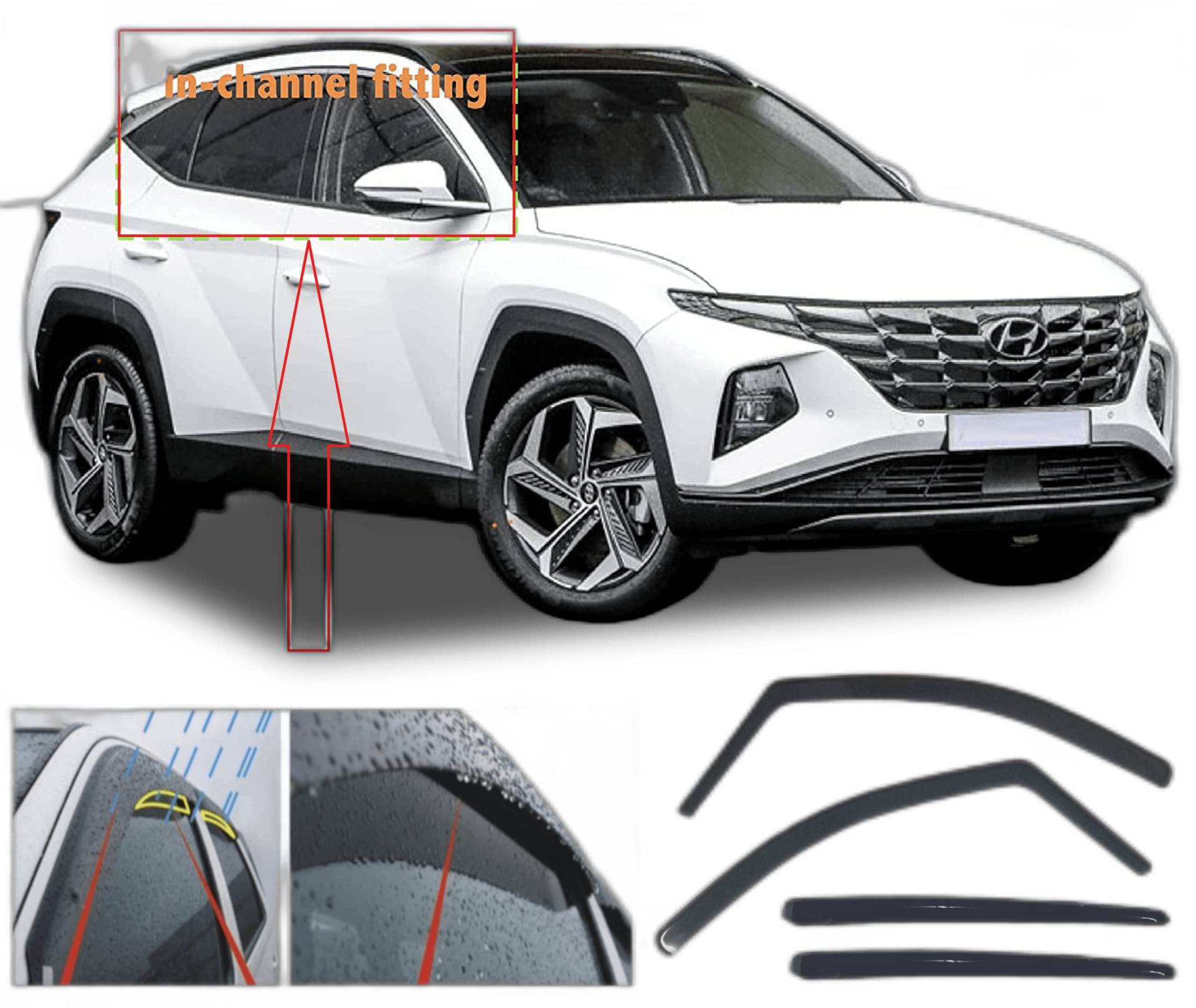 AC WOW 4 x Windabweiser für Hyundai Tucson (NX) 2021 2022 2023 2024 2025 2026 von AC WOW