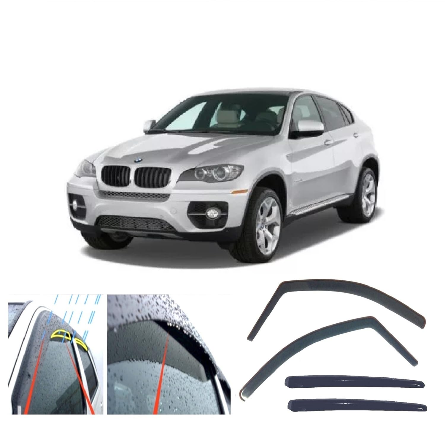 AC WOW 4x Regenschutz Windabweiser für BMW X6 (E71) 2008 2009 2010 2011 2012 2013 2014 von AC WOW