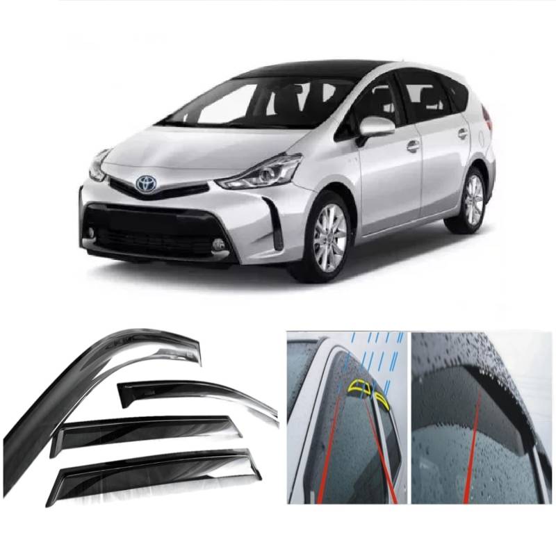 AC WOW 4x Windabweiser kompatibel mit Toyota Prius+ /Plus/Grand 2012 2013 2014 2015 2016 2017 2018 2019 2020 2021 Getönte Acrylglastür Seitenfenster Visiere Regen Schnee Sonnenschutz von AC WOW