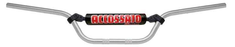 Accossato Lenker Made in Italy MX-Enduro D.22, Aprilia>MX SM 125 cc (2004-2006), Farbe Silber, mit Querstange und roter Stoßfänger (SH2R) von ACCOSSATO