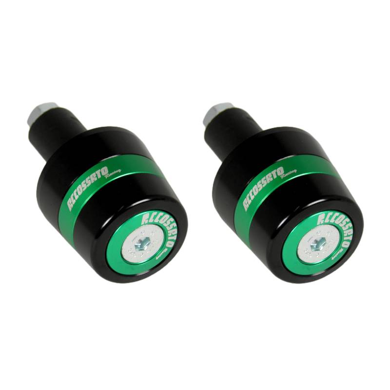 Paar Accossato Gegengewichte mit grünem Einsatz für Lenker mit Innenloch von 12 mm bis 20 mm für Kawasaki Zx 250R 2009 bis 2012 (CC 250) von ACCOSSATO