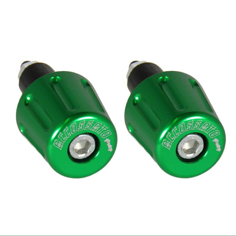 Paar grüne Beschwerungsgewichte für Lenker mit Innenloch von 12 mm bis 20 mm für Kawasaki Zx6r 2003 bis 2016 (CC 600) von ACCOSSATO