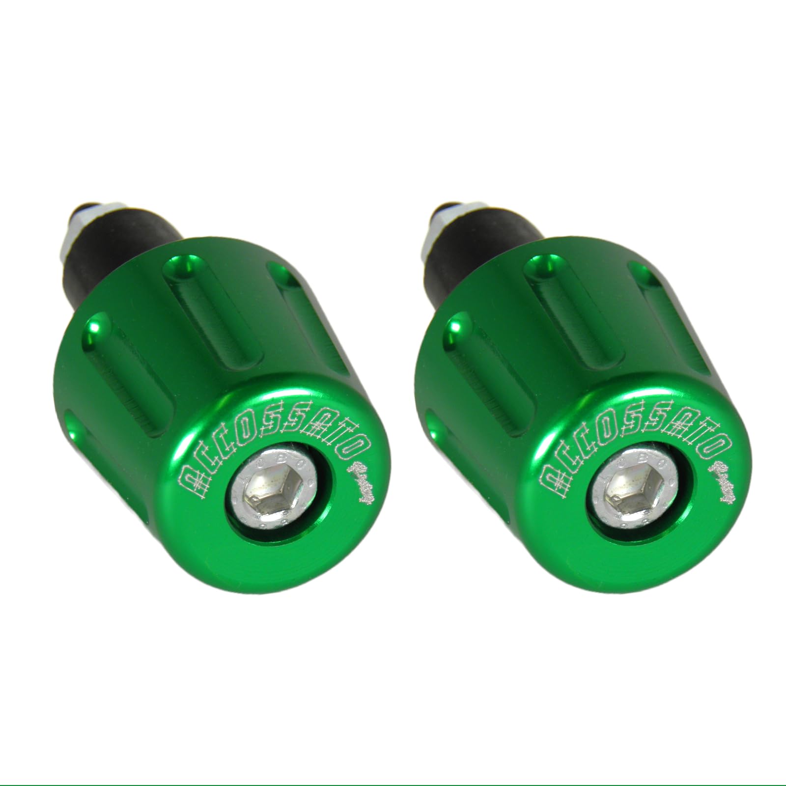 Paar grüne Beschwerungsgewichte von Accossato für Lenker mit Innenloch von 12 mm bis 20 mm für Triumph Street Triple 675 R 2007 bis 2015 (CC 675) von ACCOSSATO