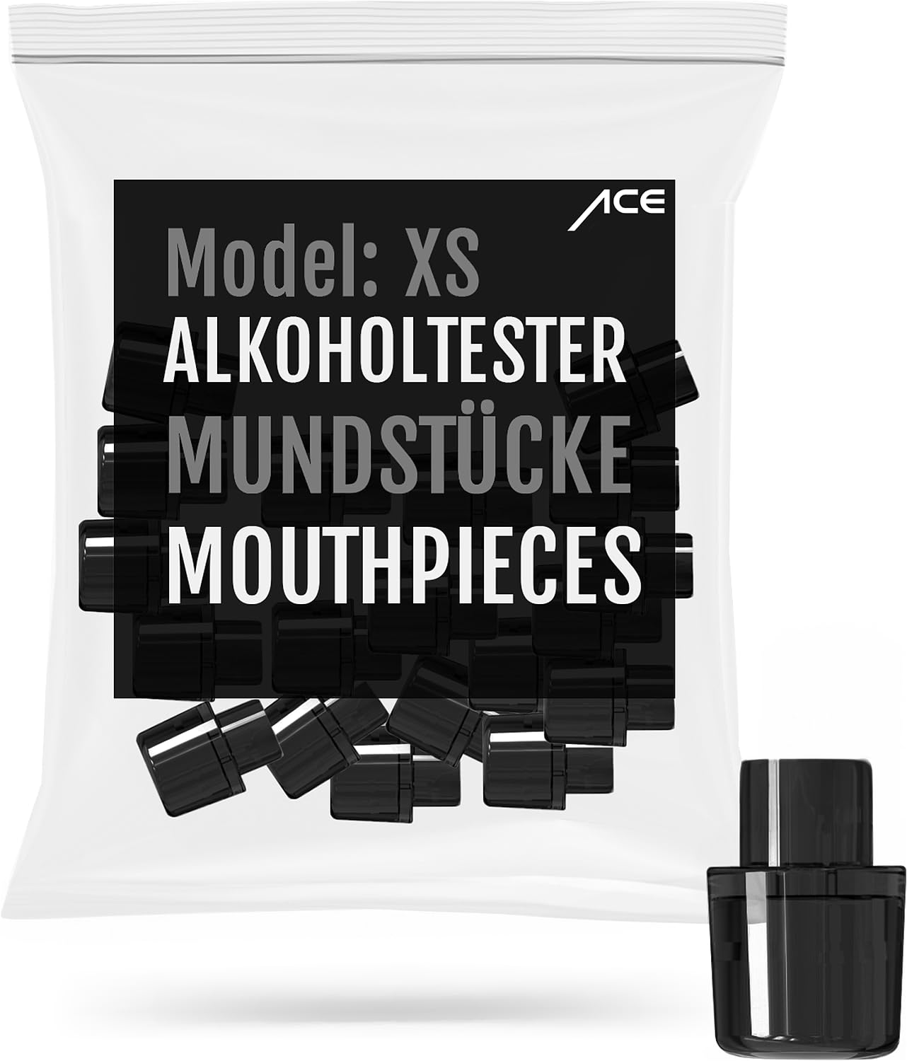 ACE XS Lite Mundstücke - 20x Mundstück für Alkoholtester - Vorratspackung mit 20 Promilletester-Mundstücken XS Lite von ACE