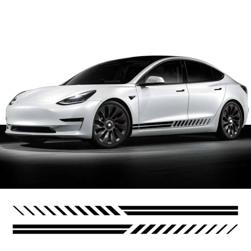 2-teilige Seitenaufkleber für Autotüren, für Tesla, für Modell 3, PVC-Aufkleber, wasserdichte Vinylfolie, Dekoration, Auto-Styling, Außenzubehör von ACHBGTMQ