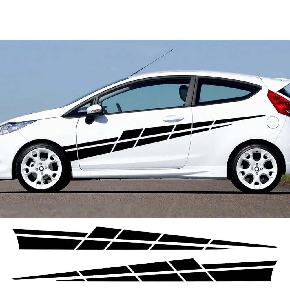 Autorennen-Seitenstreifen-Grafiken, Autokarosserietür-Vinylaufkleber, Außendekor-Zubehör, für Ford, für Fiesta MK7 2008–2017 von ACHBGTMQ