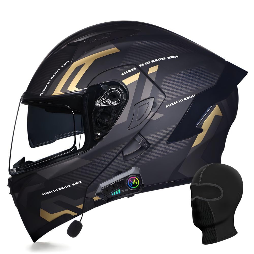 ACLFFSHOP Bluetooth Modularer Motorradhelm ECE Zertifizierter Klapphelm HD-Doppelobjektiv Eingebaute Stereo-Doppellautsprecher Mehrere Belüftungsöffnungen für Erwachsener Herren Damen von ACLFFSHOP