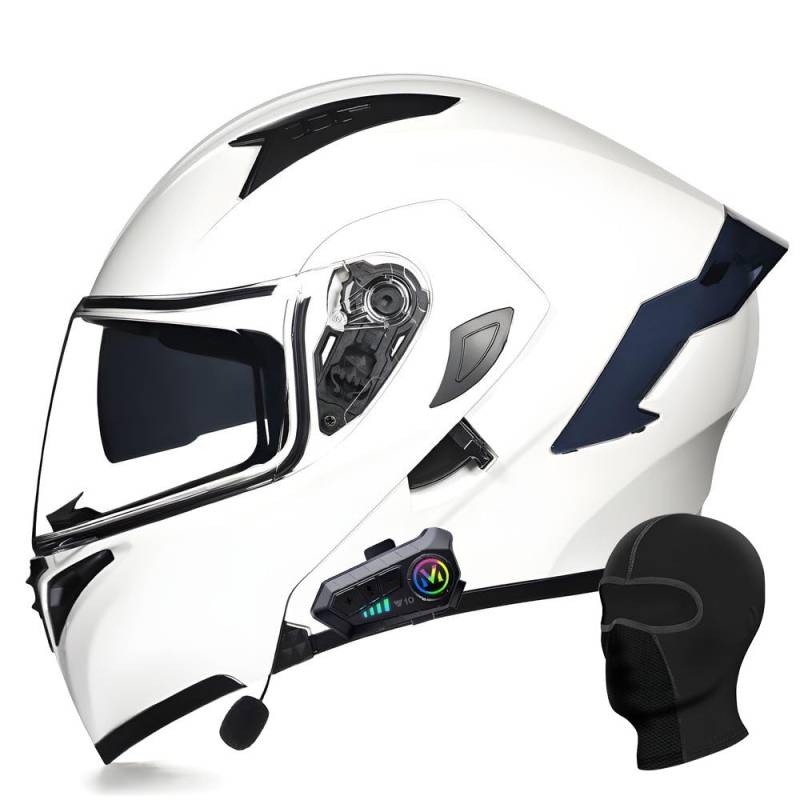 ACLFFSHOP Bluetooth Modularer Motorradhelm ECE Zertifizierter Klapphelm HD-Doppelobjektiv Eingebaute Stereo-Doppellautsprecher Mehrere Belüftungsöffnungen für Erwachsener Herren Damen von ACLFFSHOP