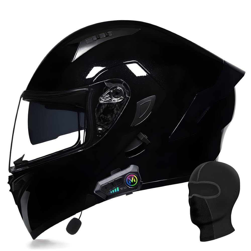 ACLFFSHOP Bluetooth Modularer Motorradhelm ECE Zertifizierter Klapphelm HD-Doppelobjektiv Eingebaute Stereo-Doppellautsprecher Mehrere Belüftungsöffnungen für Erwachsener Herren Damen von ACLFFSHOP