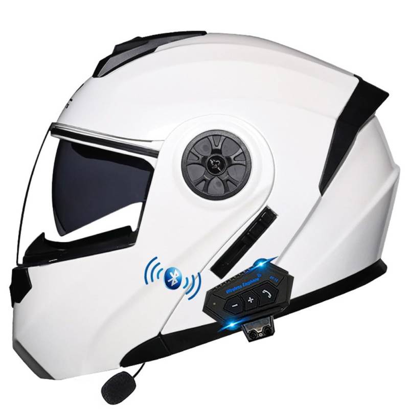 ACLFFSHOP Klapphelm mit Bluetooth, Integriert Motorradhelm mit Doppelvisier, ECE Zertifiziert Integralhelm, mit Eingebautem Mikrofon für Automatische Reaktion, für Erwachsene Frauen Männer von ACLFFSHOP