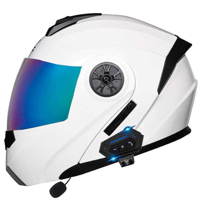 ACLFFSHOP Klapphelm mit Bluetooth, Integriert Motorradhelm mit Doppelvisier, ECE Zertifiziert Integralhelm, mit Eingebautem Mikrofon für Automatische Reaktion, für Erwachsene Frauen Männer von ACLFFSHOP