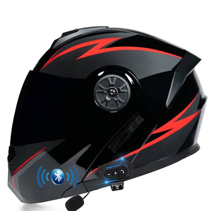 ACLFFSHOP Klapphelm mit Bluetooth, Integriert Motorradhelm mit Doppelvisier, ECE Zertifiziert Integralhelm, mit Eingebautem Mikrofon für Automatische Reaktion, für Erwachsene Frauen Männer von ACLFFSHOP