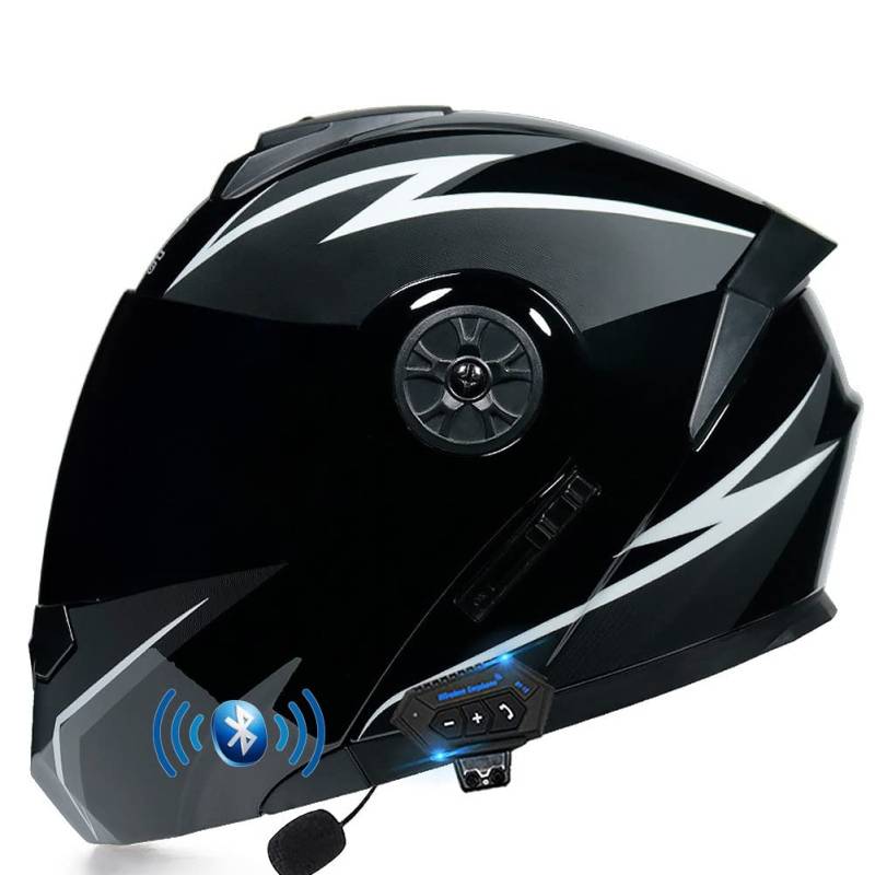 ACLFFSHOP Klapphelm mit Bluetooth, Integriert Motorradhelm mit Doppelvisier, ECE Zertifiziert Integralhelm, mit Eingebautem Mikrofon für Automatische Reaktion, für Erwachsene Frauen Männer von ACLFFSHOP