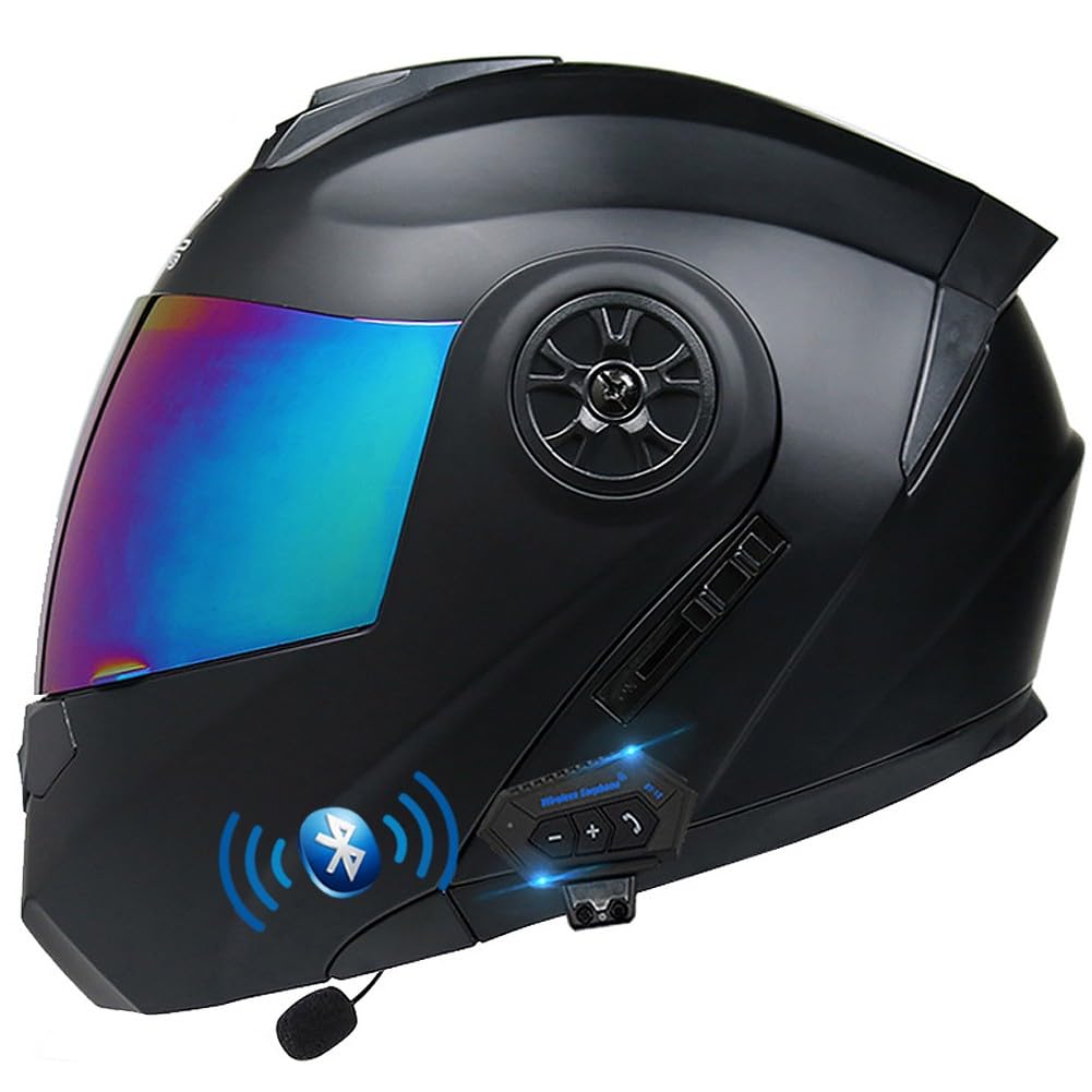 ACLFFSHOP Klapphelm mit Bluetooth, Integriert Motorradhelm mit Doppelvisier, ECE Zertifiziert Integralhelm, mit Eingebautem Mikrofon für Automatische Reaktion, für Erwachsene Frauen Männer von ACLFFSHOP