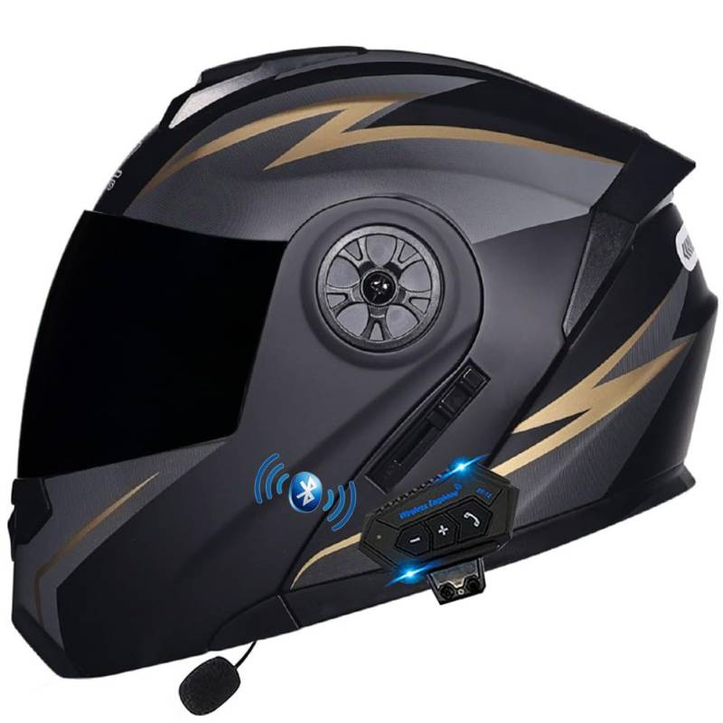 ACLFFSHOP Klapphelm mit Bluetooth, Integriert Motorradhelm mit Doppelvisier, ECE Zertifiziert Integralhelm, mit Eingebautem Mikrofon für Automatische Reaktion, für Erwachsene Frauen Männer von ACLFFSHOP