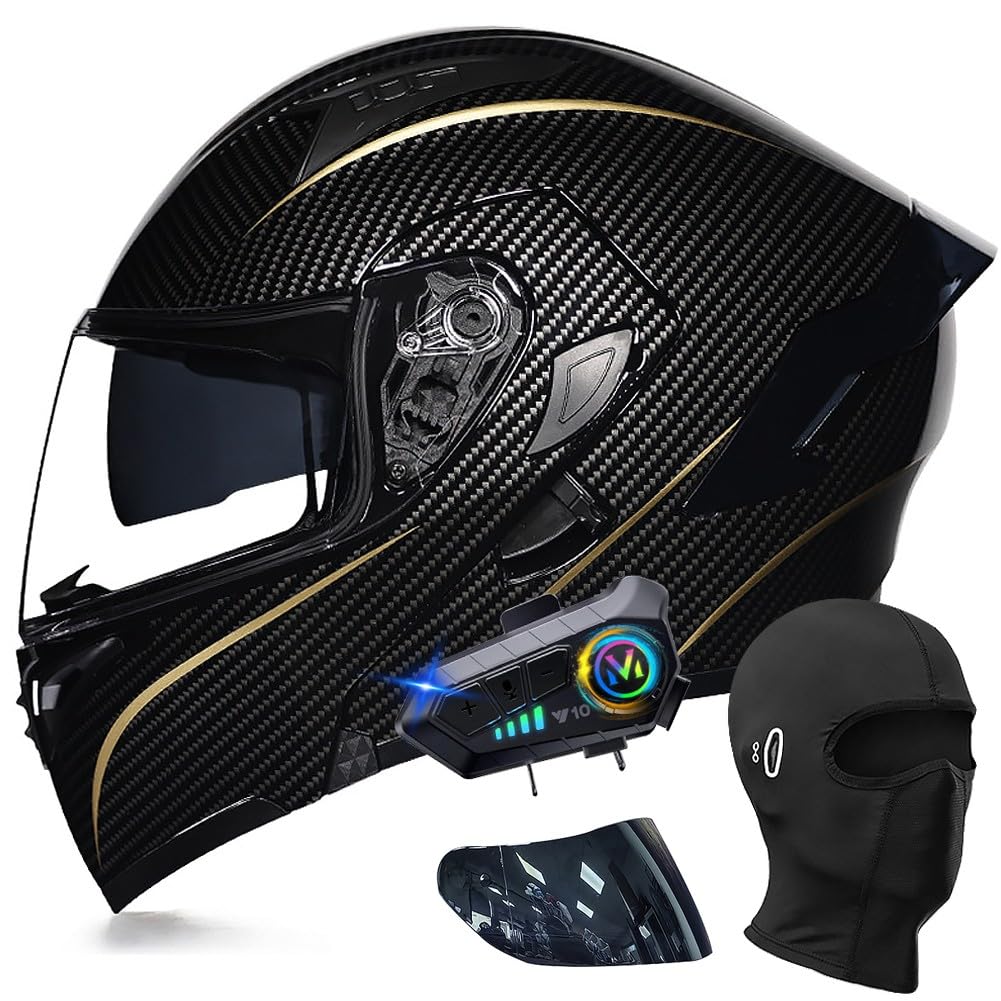 ACLFFSHOP Motorradhelm mit Bluetooth Klapphelm Modulare Helm, ECE Zertifiziert Integralhelm mit Doppelvisier, mit Eingebautem Mikrofon für Automatische Reaktion, für Erwachsene Frauen Männer von ACLFFSHOP