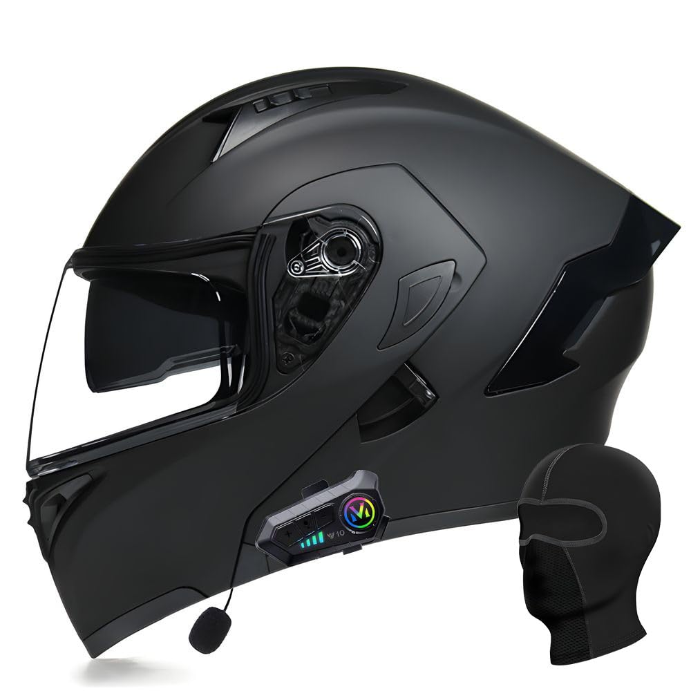 Bluetooth Modularer Motorradhelm ECE Zertifizierter Klapphelm HD-Doppelobjektiv Eingebaute Stereo-Doppellautsprecher Mehrere Belüftungsöffnungen für Erwachsener Herren Damen von ACLFFSHOP