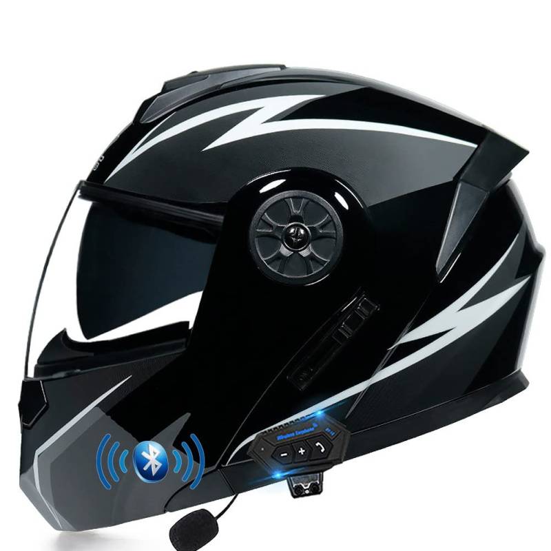 ACLFFSHOP Klapphelm mit Bluetooth, Integriert Motorradhelm mit Doppelvisier, ECE Zertifiziert Integralhelm, mit Eingebautem Mikrofon für Automatische Reaktion, für Erwachsene Frauen Männer von ACLFFSHOP