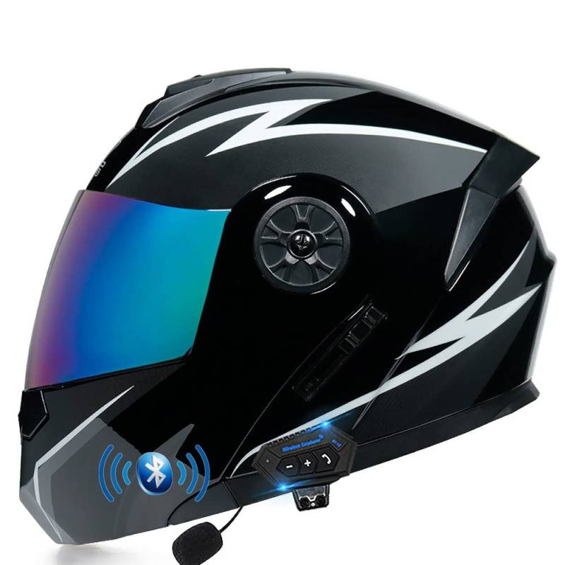 ACLFFSHOP Klapphelm mit Bluetooth, Integriert Motorradhelm mit Doppelvisier, ECE Zertifiziert Integralhelm, mit Eingebautem Mikrofon für Automatische Reaktion, für Erwachsene Frauen Männer von ACLFFSHOP