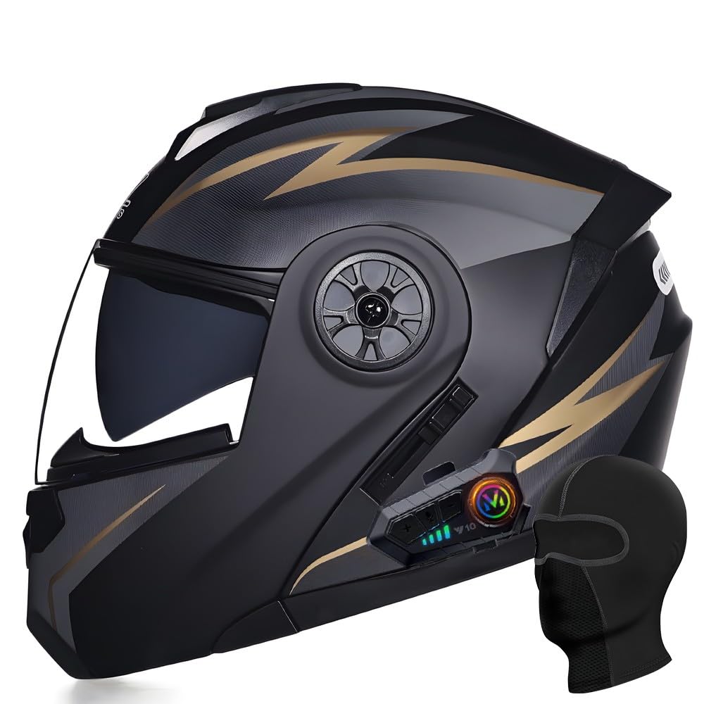 ACLFFSHOP Motorradhelm Klapphelm Integralhelm, Integral Bluetooth Motorrad Helm Zertifizierung ECE, mit Doppelvisier Mit Eingebautem Mikrofon für Damen Herren Erwachsene von ACLFFSHOP