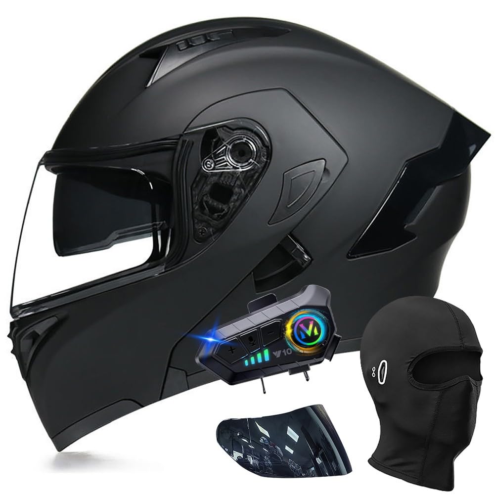 Motorradhelm mit Bluetooth Klapphelm Modulare Helm, ECE Zertifiziert Integralhelm mit Doppelvisier, mit Eingebautem Mikrofon für Automatische Reaktion, für Erwachsene Frauen Männer von ACLFFSHOP