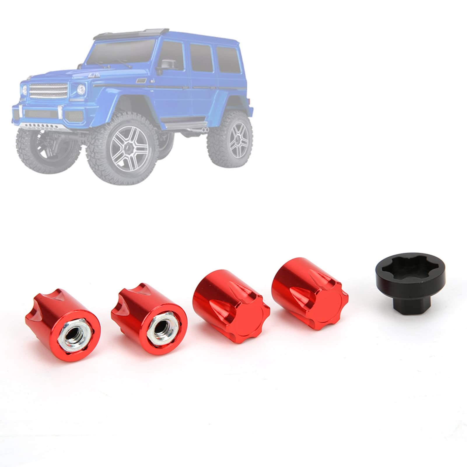 RC M4 Radmutter RC Auto Felgenmittenkappenadapter Felgenmittenabdeckung 4 Stück Felgenmittenkappe M4 Mutter Passend für TRX4, Axial SCX10 90046 D90 (Rot) von ACOGEDO