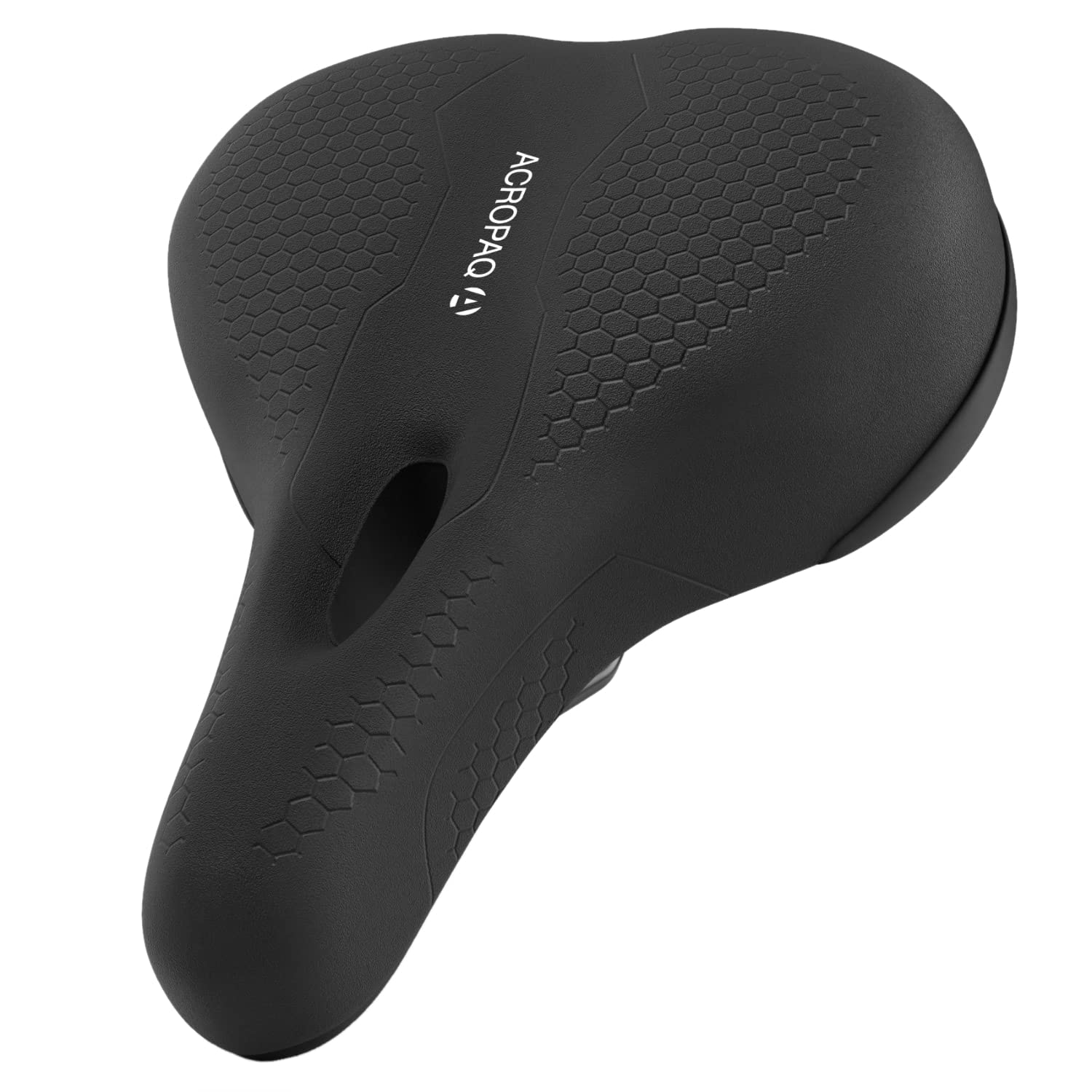 ACROPAQ - Unisex Fahrradsattel - Modell: Trekking - mit Gel - Anatomischer Ausschnitt - Elastomere Federung, BS1, Schwarz, Einheitsgröße von ACROPAQ