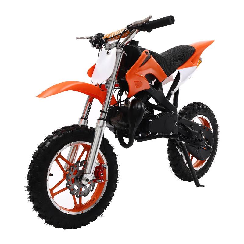 ACROSSPART 49ccm 2Takt Dirtbike Kinder Pocket Vollcross Crossbike Mini Motocross Kinder Motorrad mit Rutschfeste Griffe und Praktisches Schutzblech Max.100KG (Orange) von ACROSSPART