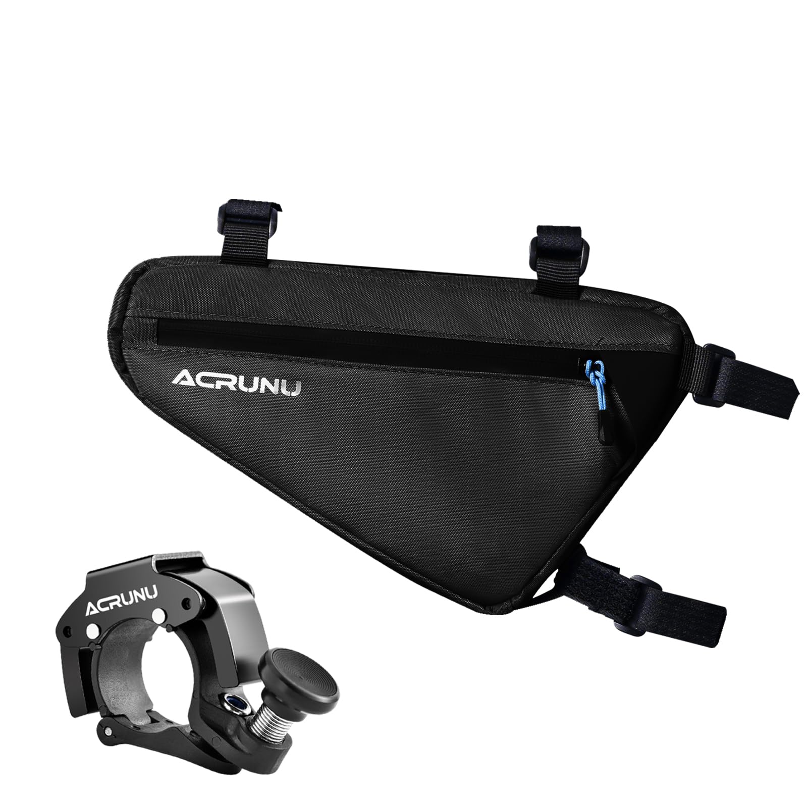 ACRUNU Dreieckstasche Fahrrad Wasserdicht mit Fahrradklingel 22-24mm, 1,5L Fahrradtasche Rahmen, Fahrrad Rahmentasche, Oberrohrtasche Fahrrad Zubehör für Mountainbike, Rrennrad, Gravel Bike von ACRUNU